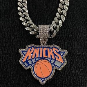 New York Knicks 20 Inch Necklace Pendant Cuban Chain Link NBA Basketball Hip Hop